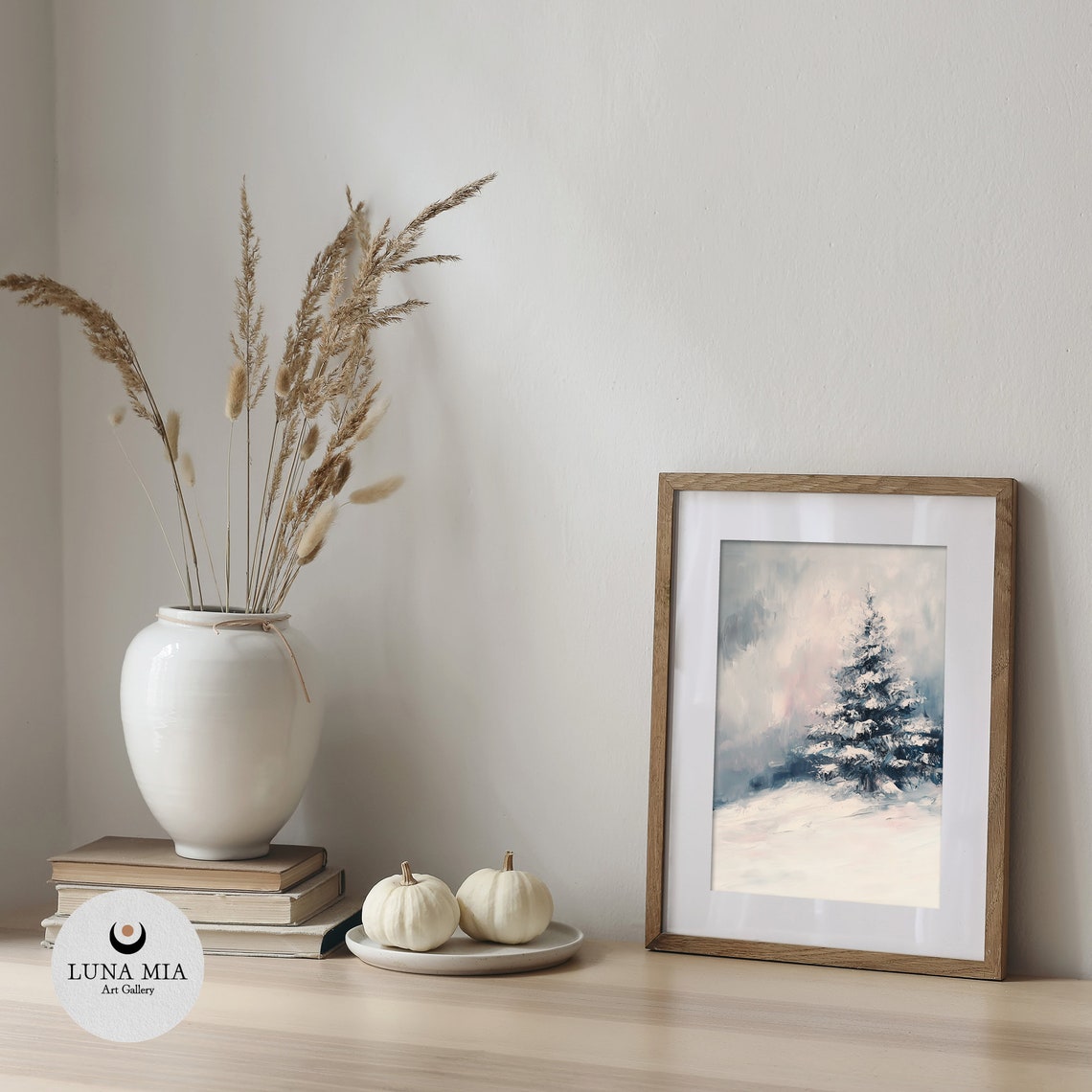 Lone Snow Covered Christmas Tree In Misty Winter Landscape Poster - Image 4
