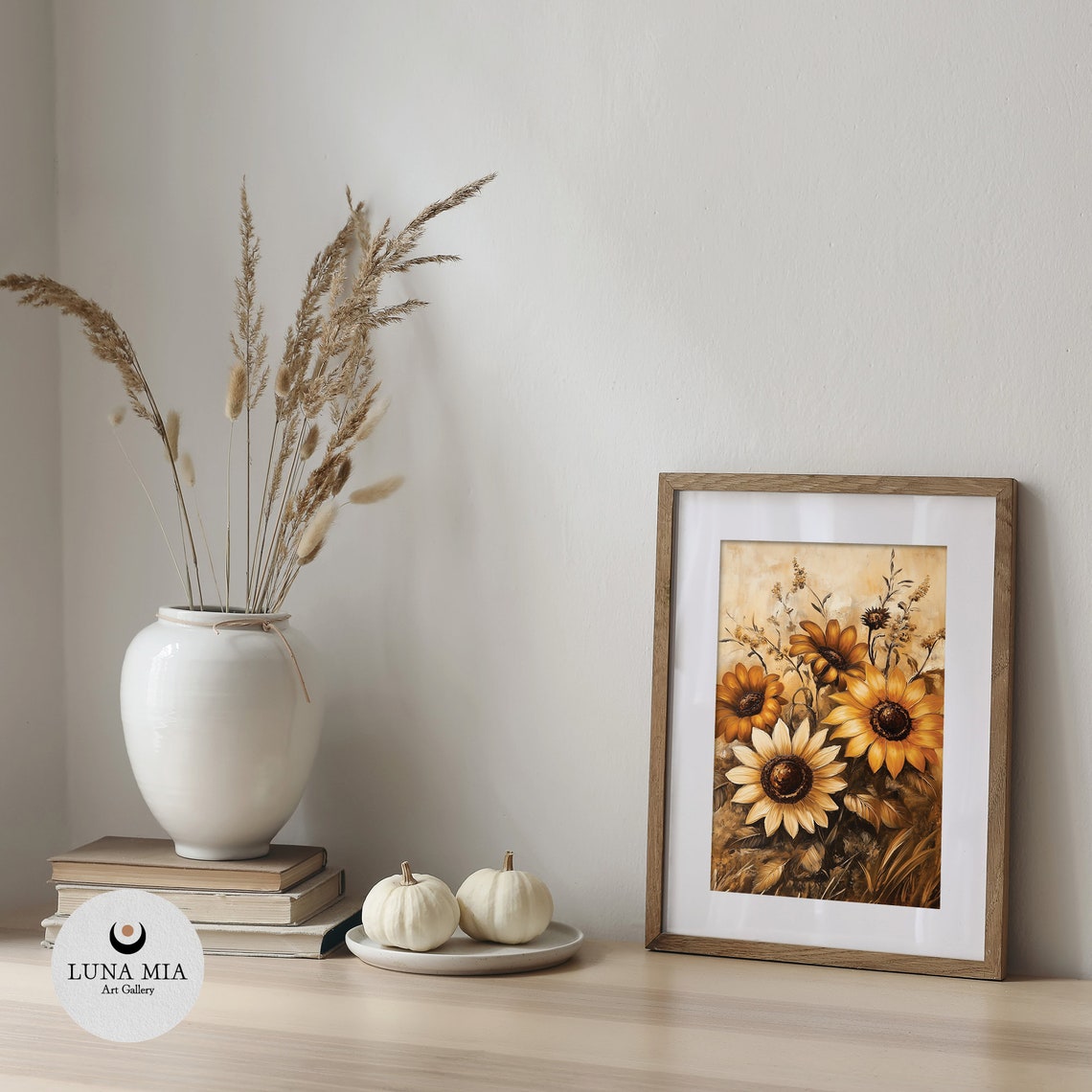 Golden Sunflowers In Warm Rustic Brown Tones Oil Painting Poster - Image 5