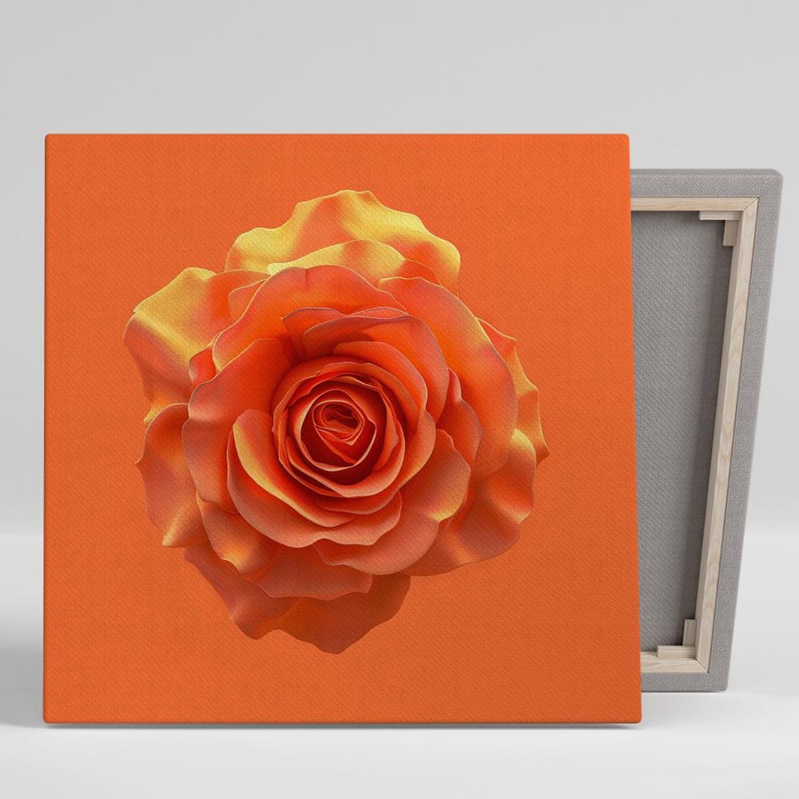 Burnt Orange Rose Bloom Layered Swirl Petals Warm Monochrome Wall Art