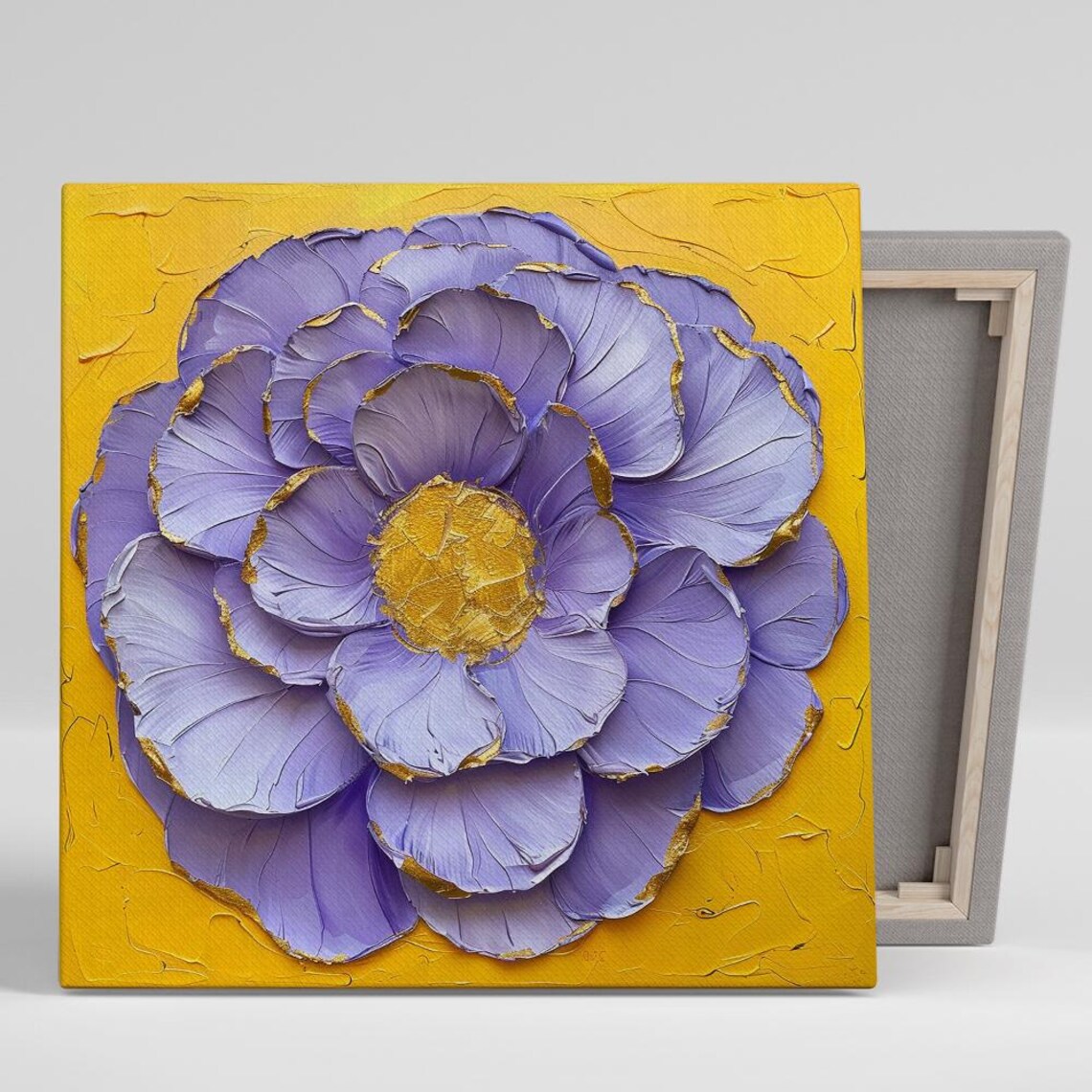 Lavender Purple Peony Impasto Gold Accent Glam Floral Art Wall Poster