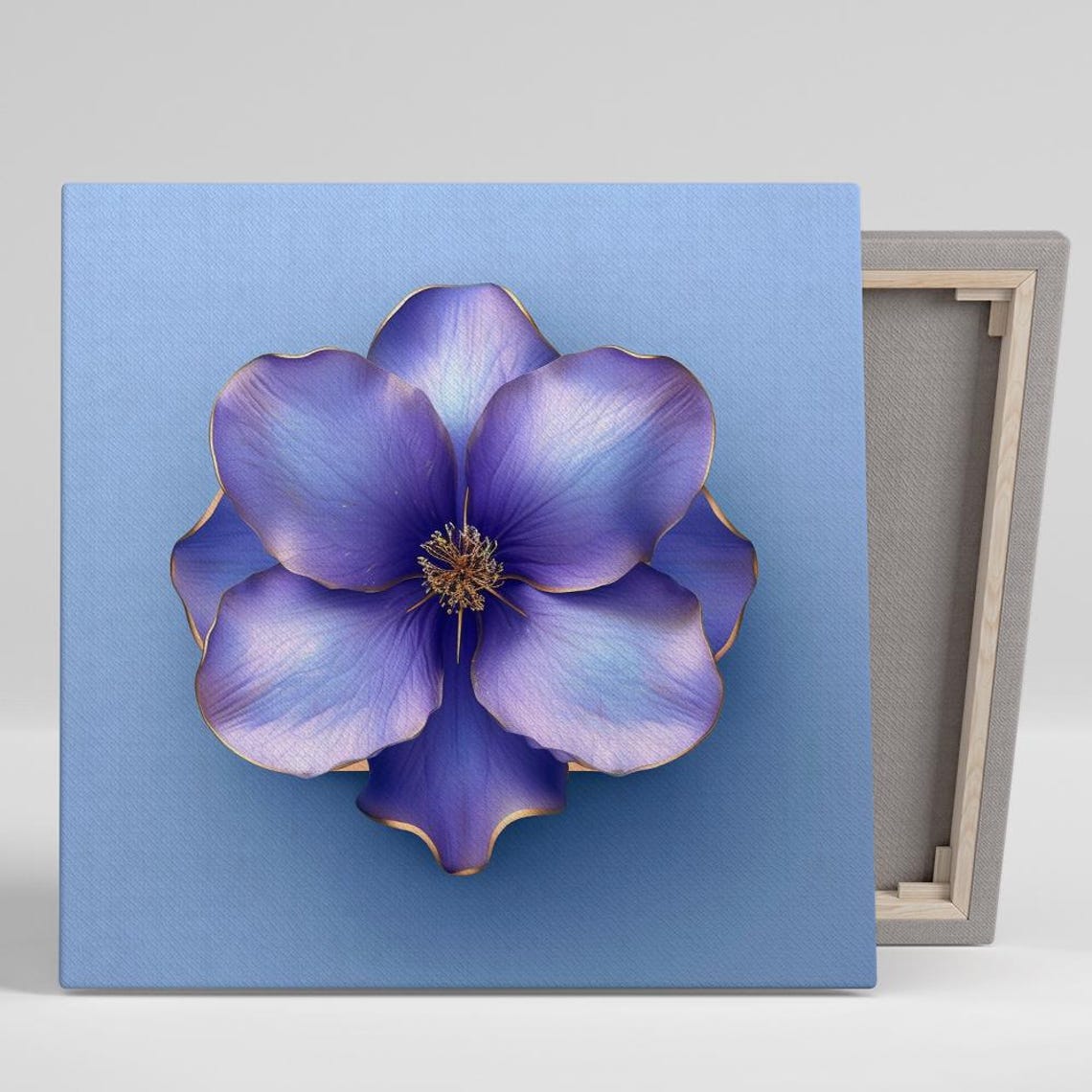 Purple Anemone Blossom Gold Edge Periwinkle Blue Floral Art Poster
