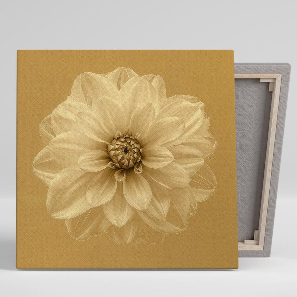 Beige Dahlia Bloom Sepia Monochrome Elegant Minimalist Floral Poster