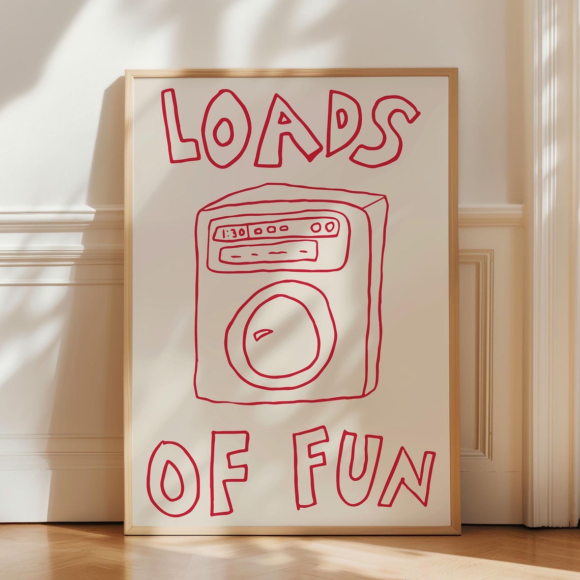 Loads Of Fun Red Washing Machine Funny Laundry Room Decor Poster