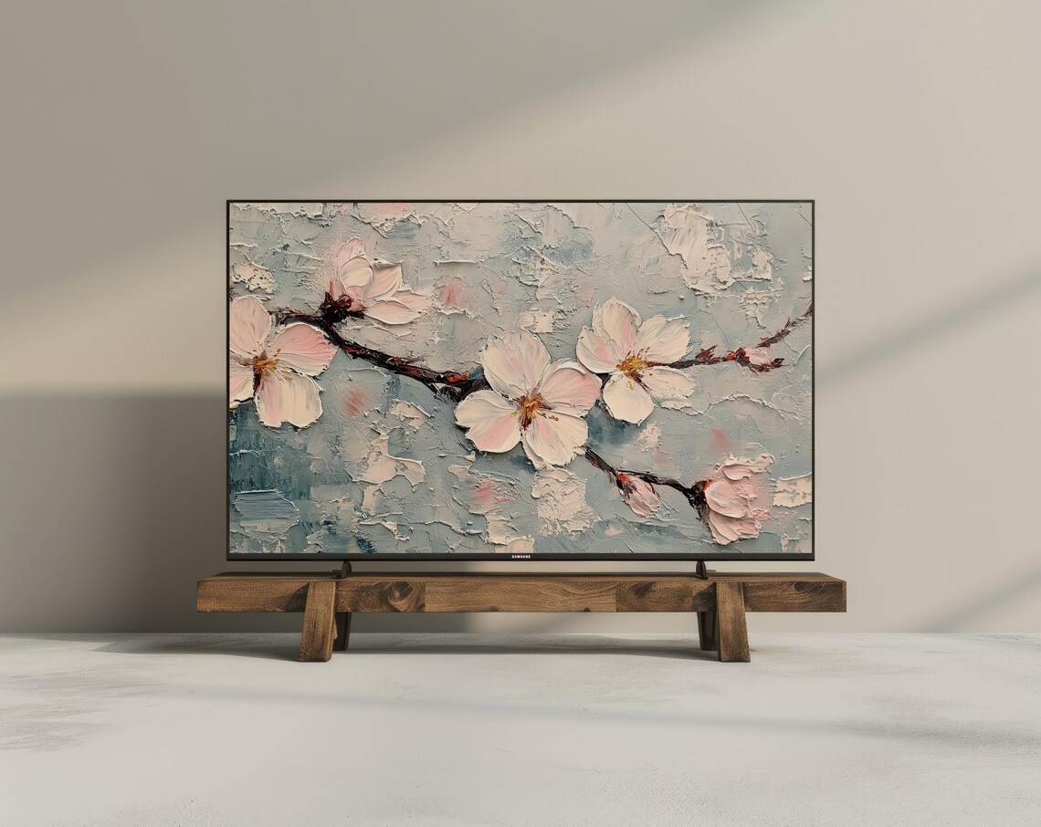 Sakura Antique Oil Painting Cherry Blossom Art Print - Image 3
