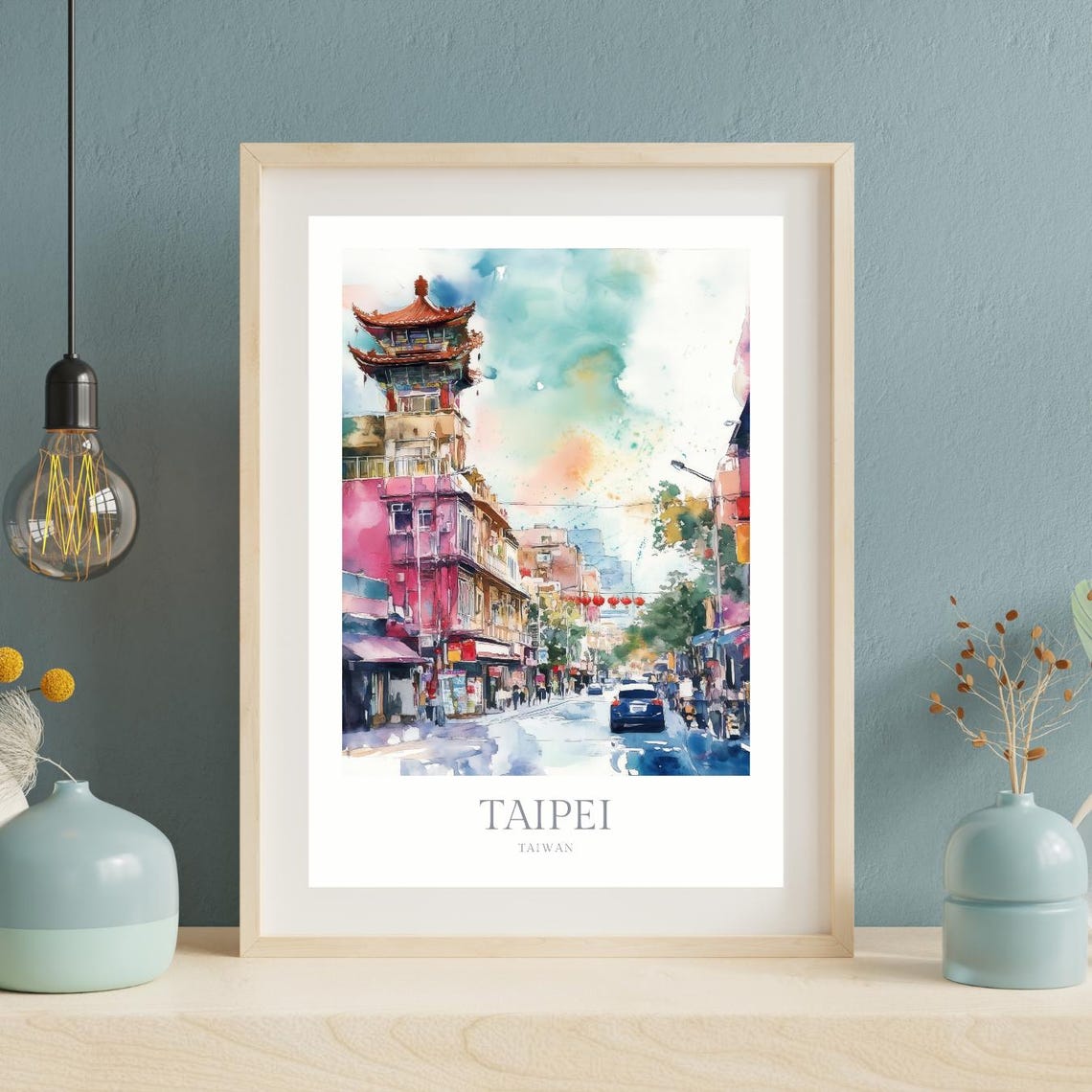 Taipei City Print Watercolor Poster Taipei Wall Art Home Decor Print Taiwan Poster Print Taiwan Travel Art Print - Image 2