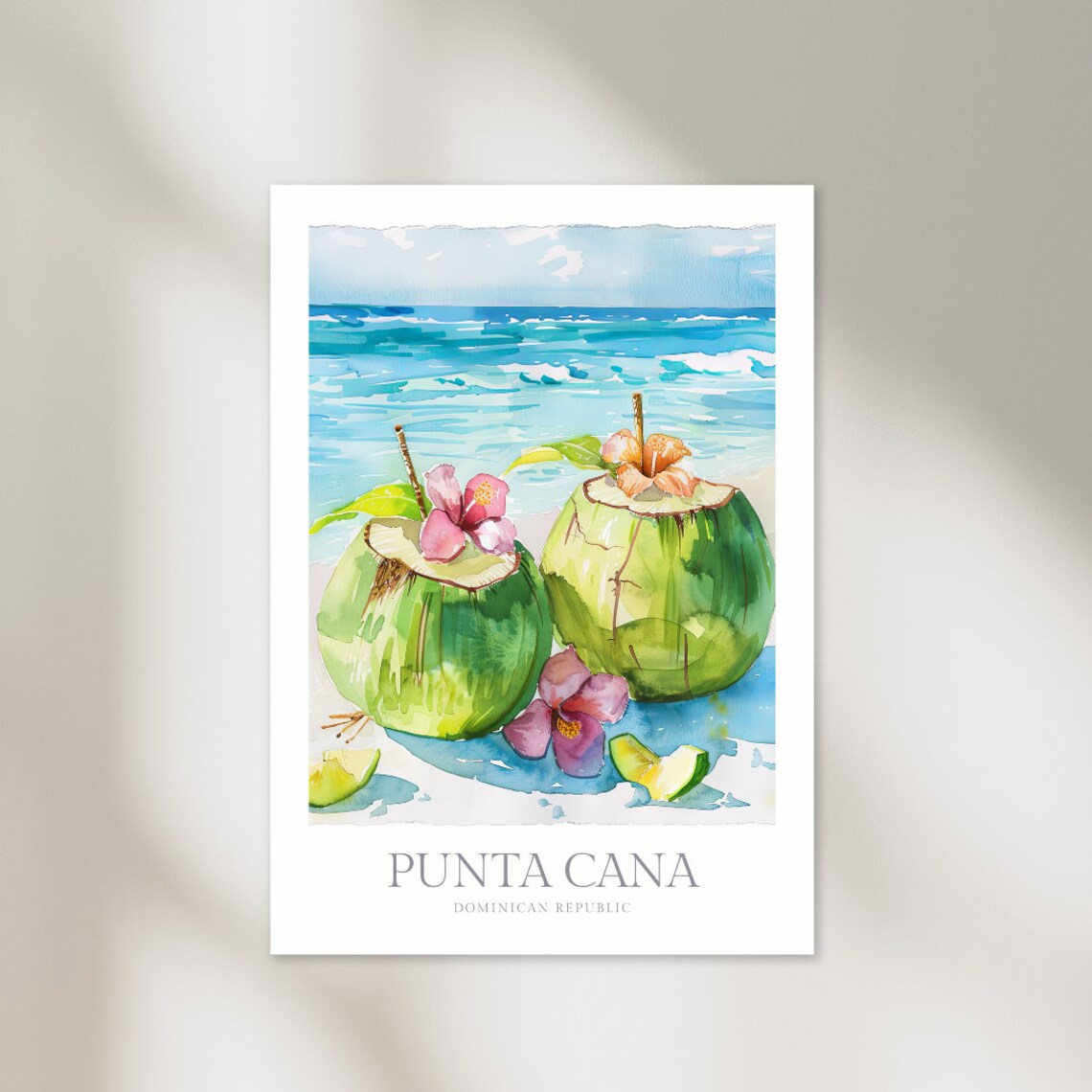Punta Cana Dominican Republic Watercolor Travel Poster