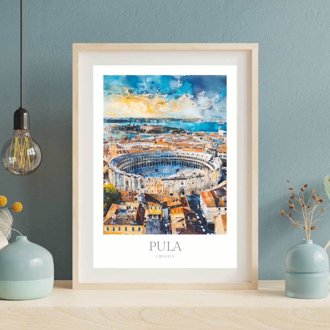 Pula Croatia Watercolor Roman Arena Amphitheatre Travel Poster - Image 2