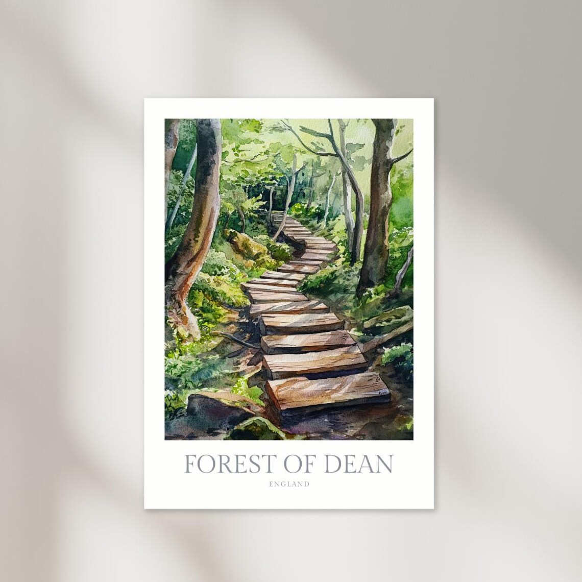 Forest Of Dean England Woodland Path Watercolor Nature Poster