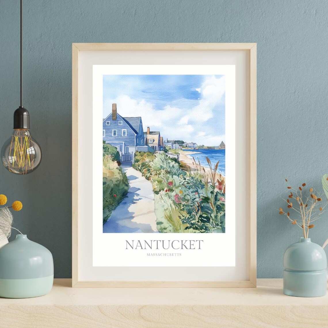 Nantucket Massachusetts Watercolor Travel Poster - Image 2
