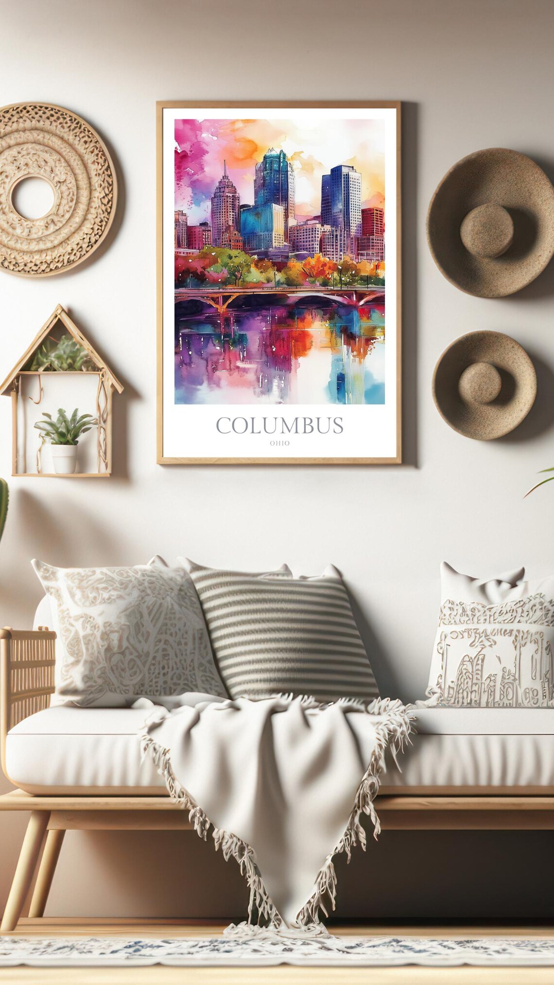 Columbus Ohio Watercolor Travel Poster Art Print - Image 2