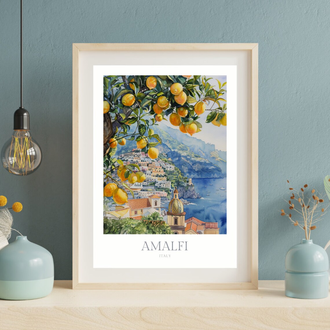 Amalfi Coast Watercolor Travel Poster, Italy - Image 2