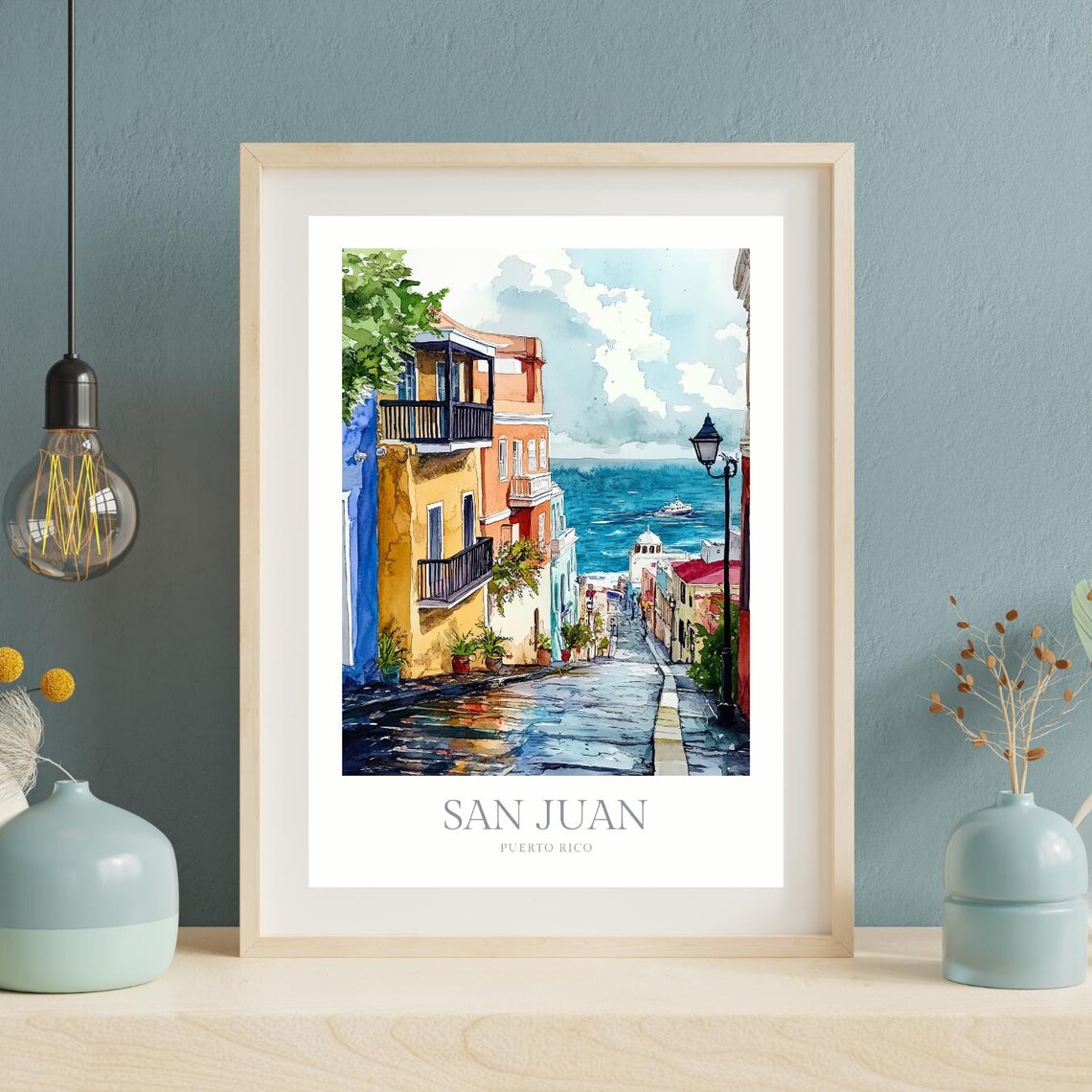 San Juan Watercolor Travel Poster, Puerto Rico - Image 2