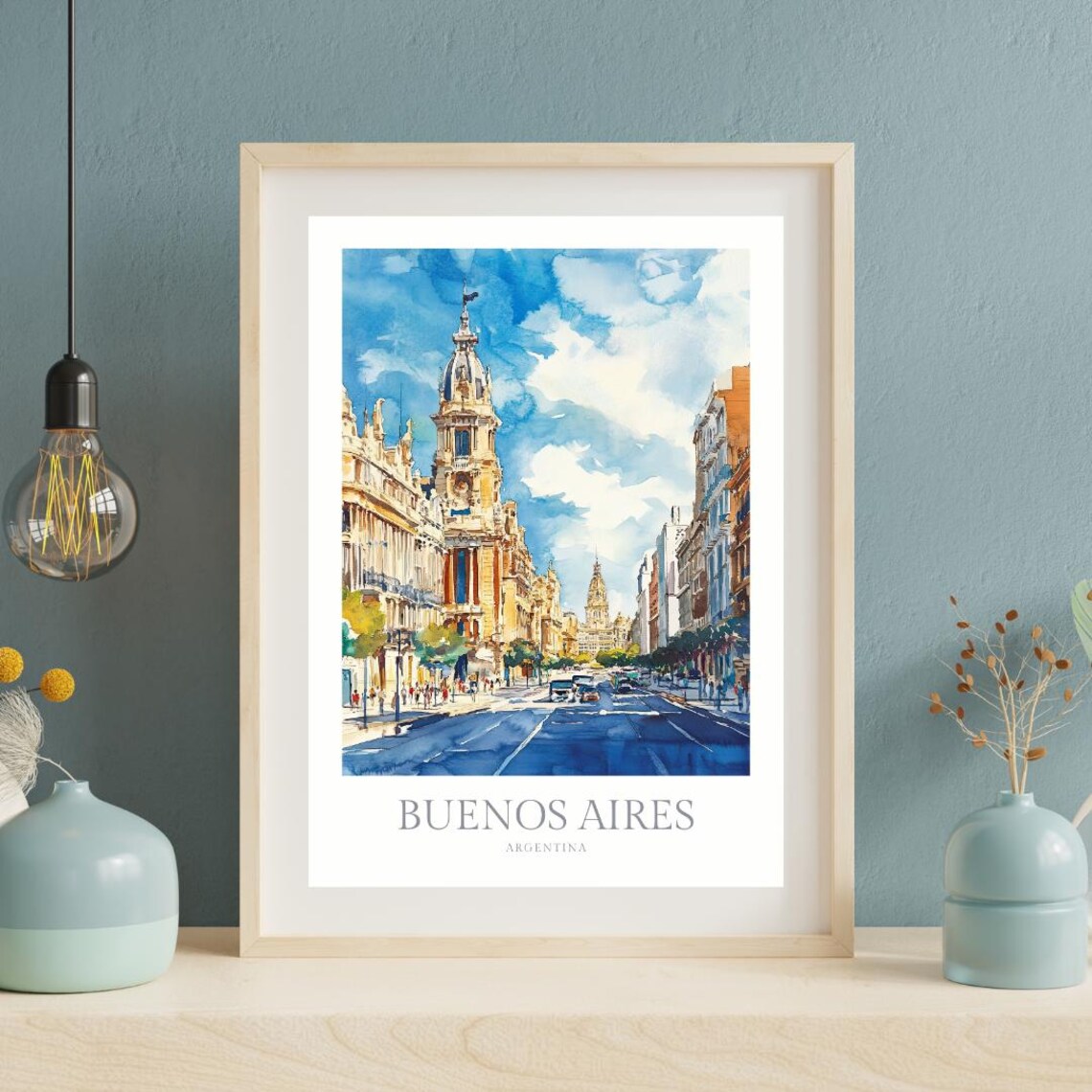 Buenos Aires Watercolor Travel Poster, Argentina Art Print - Image 2