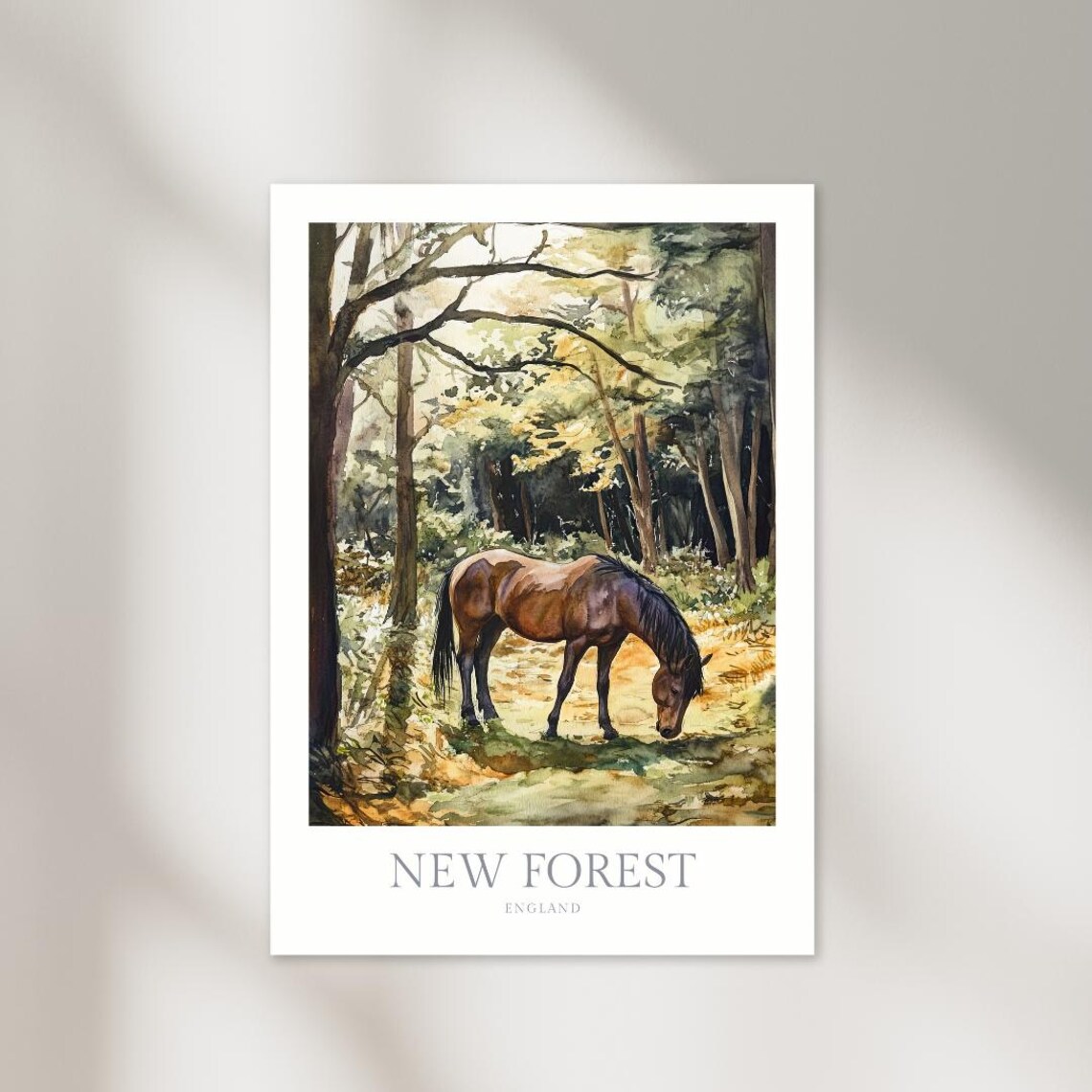 New Forest National Park Watercolor Poster, England