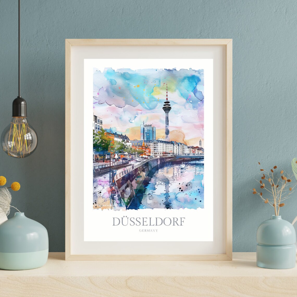 Dusseldorf Germany Watercolor Travel Poster - Image 2
