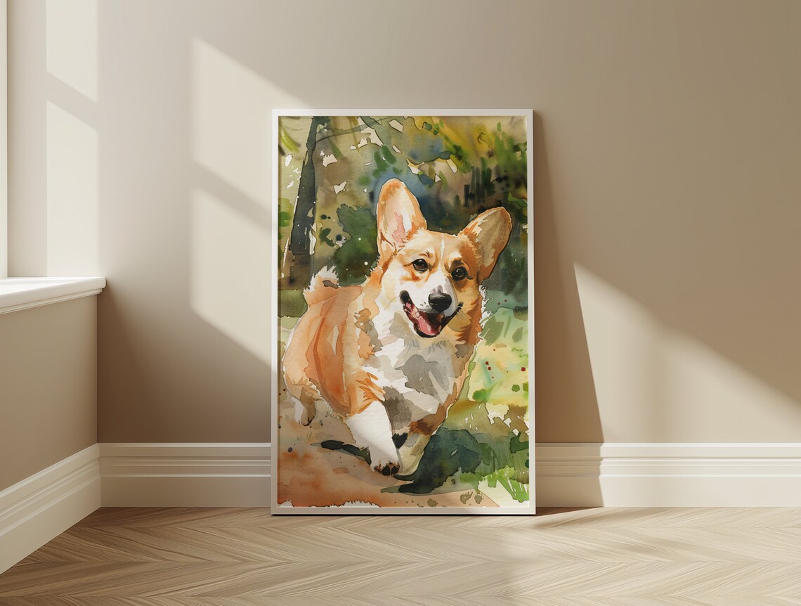 Corgi Watercolor Painting Art Print Poster - Image 3