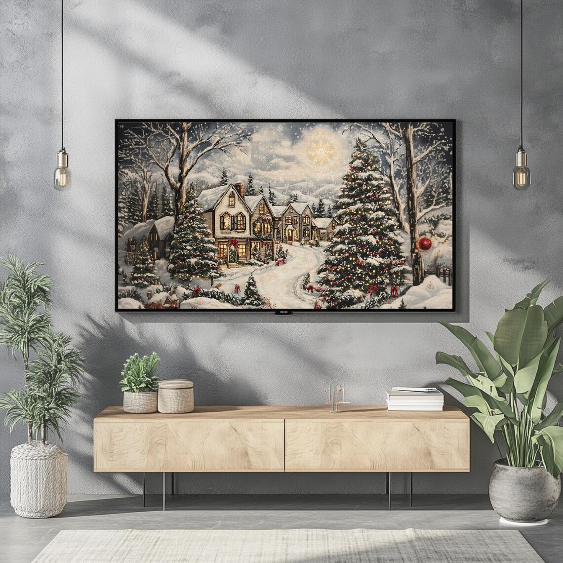Vintage Christmas Tapestry Frame TV Art Print - Image 3