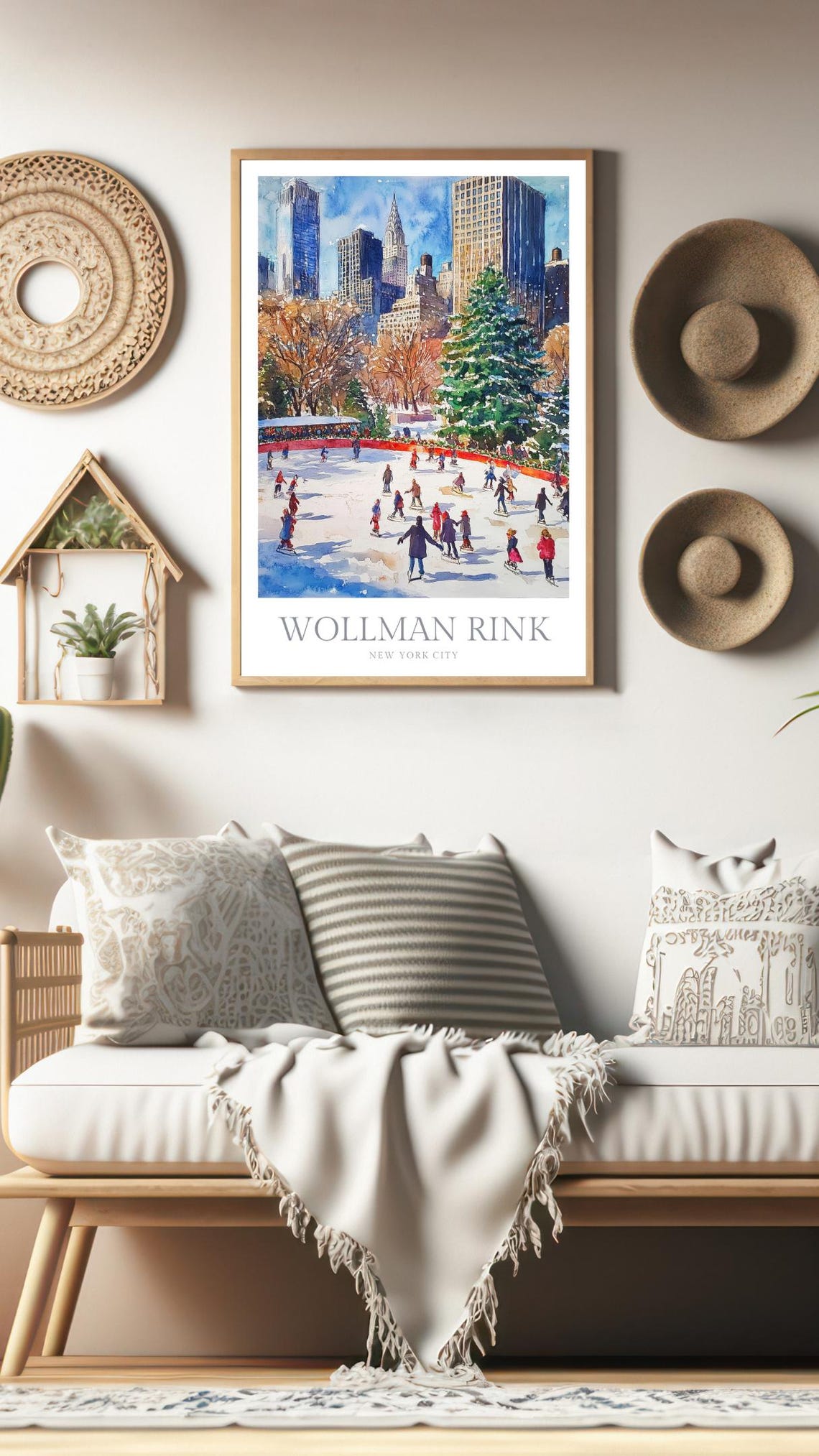 Wollman Rink New York City Ice Skating Watercolor Winter Poster - Image 2