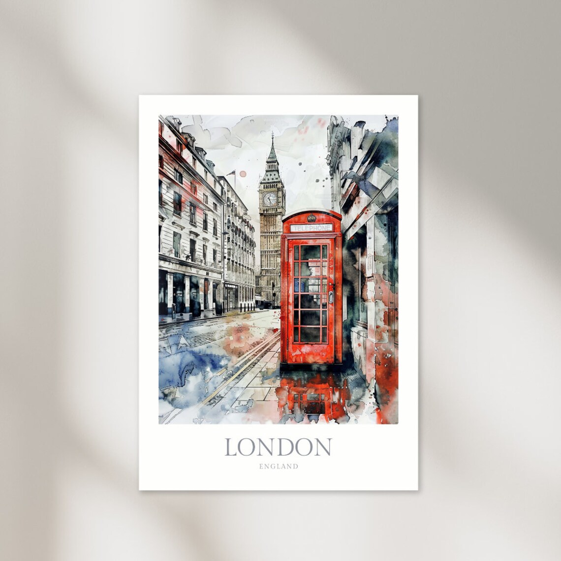 London England Watercolor Travel Poster Art Print