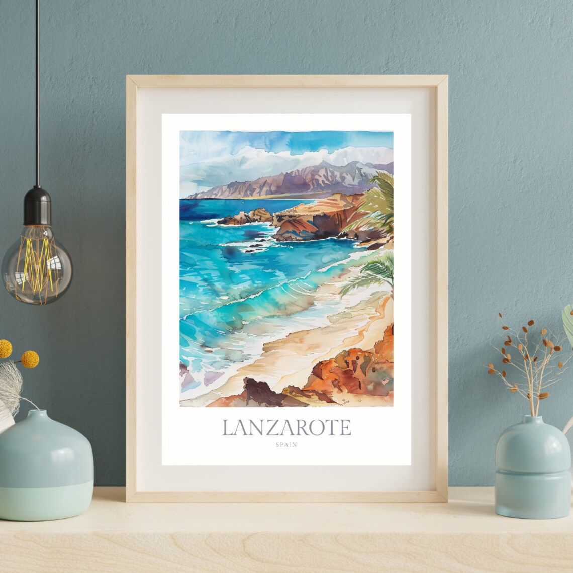 Lanzarote Spain Watercolor Travel Poster - Image 2