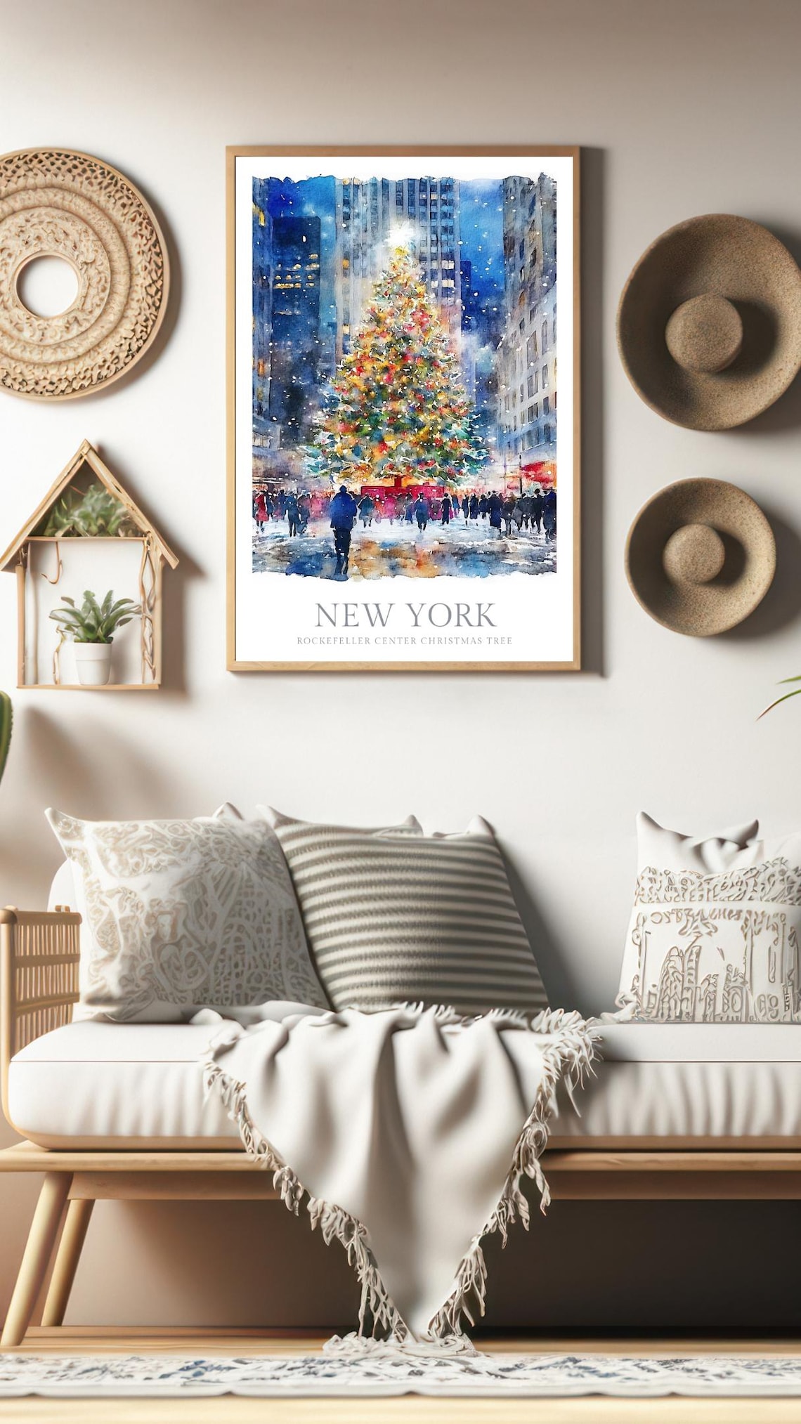 New York Christmas Tree Watercolor Art Print - Image 2