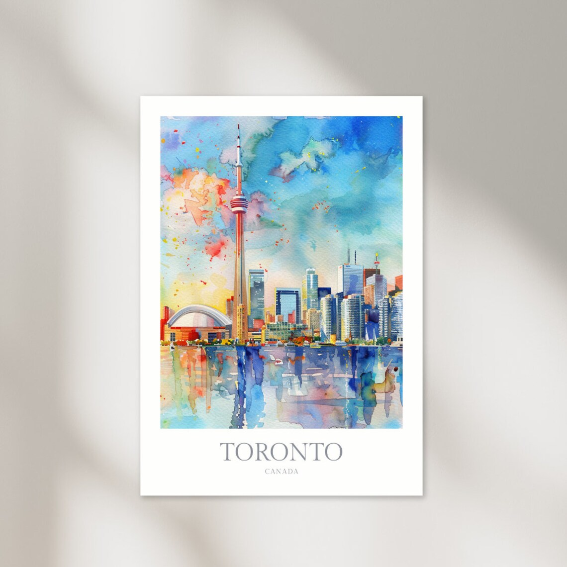 Toronto Canada Watercolor Art Print, City Decor