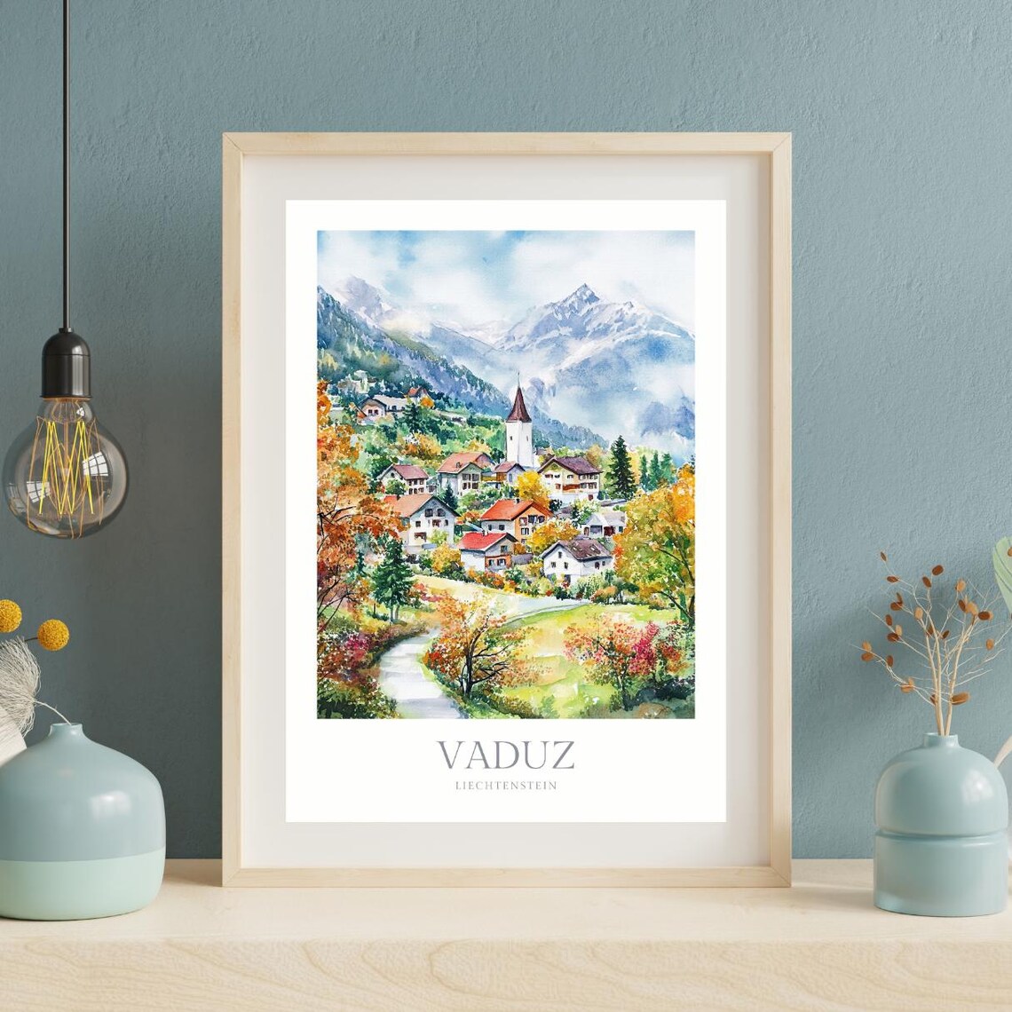 Vaduz Liechtenstein Watercolor Art Print - Image 2