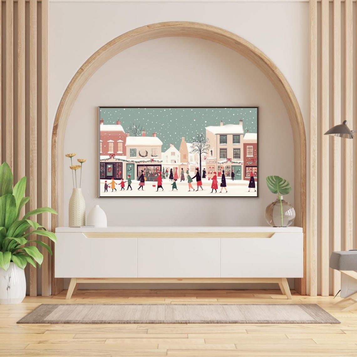 Christmas Village Frame Tv Art Cozy Vintage Christmas Landscape Tv Art Oil Painting Christmas Cottagecore Decor Winter Frame Tv Art - Image 2