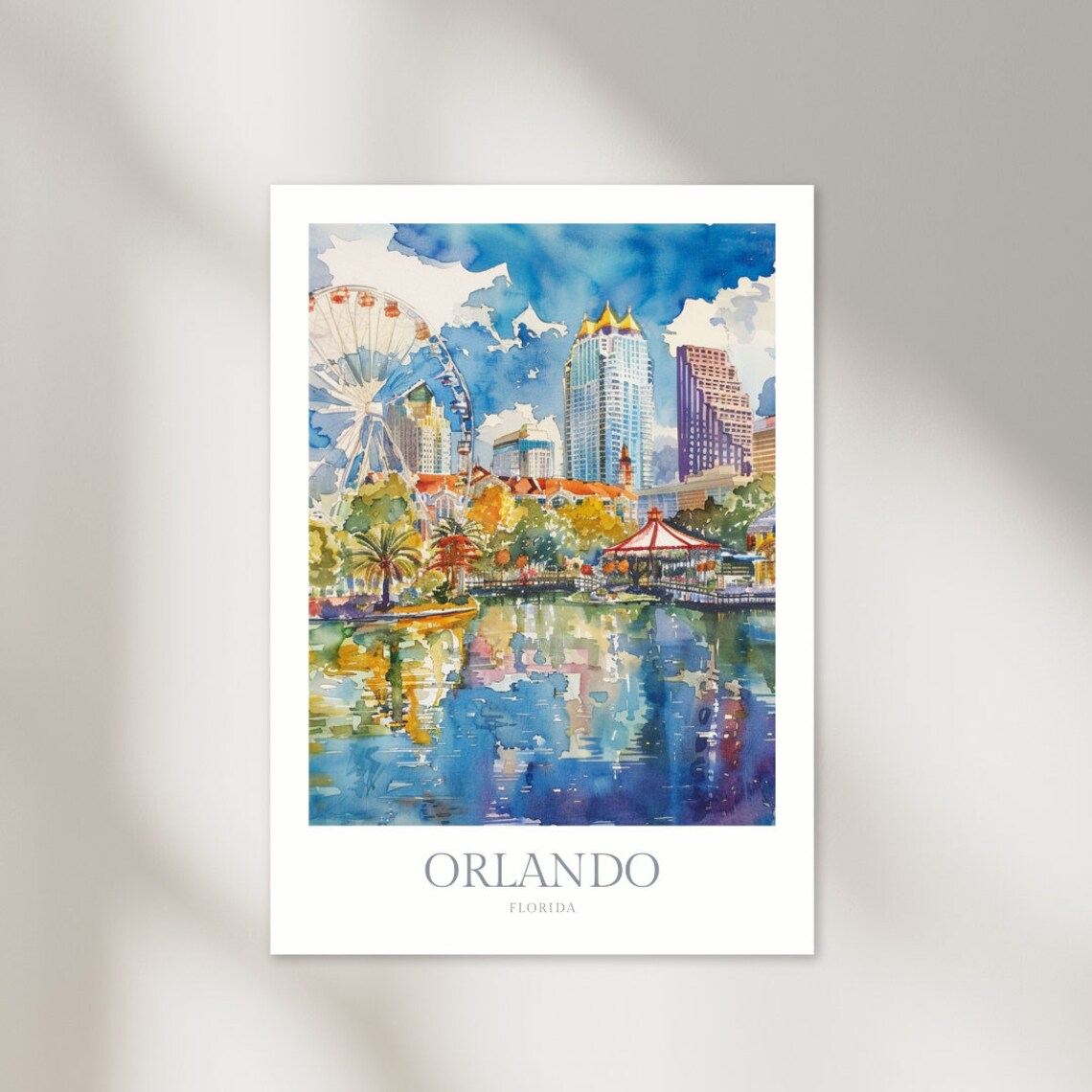 Orlando Florida Watercolor Travel Poster