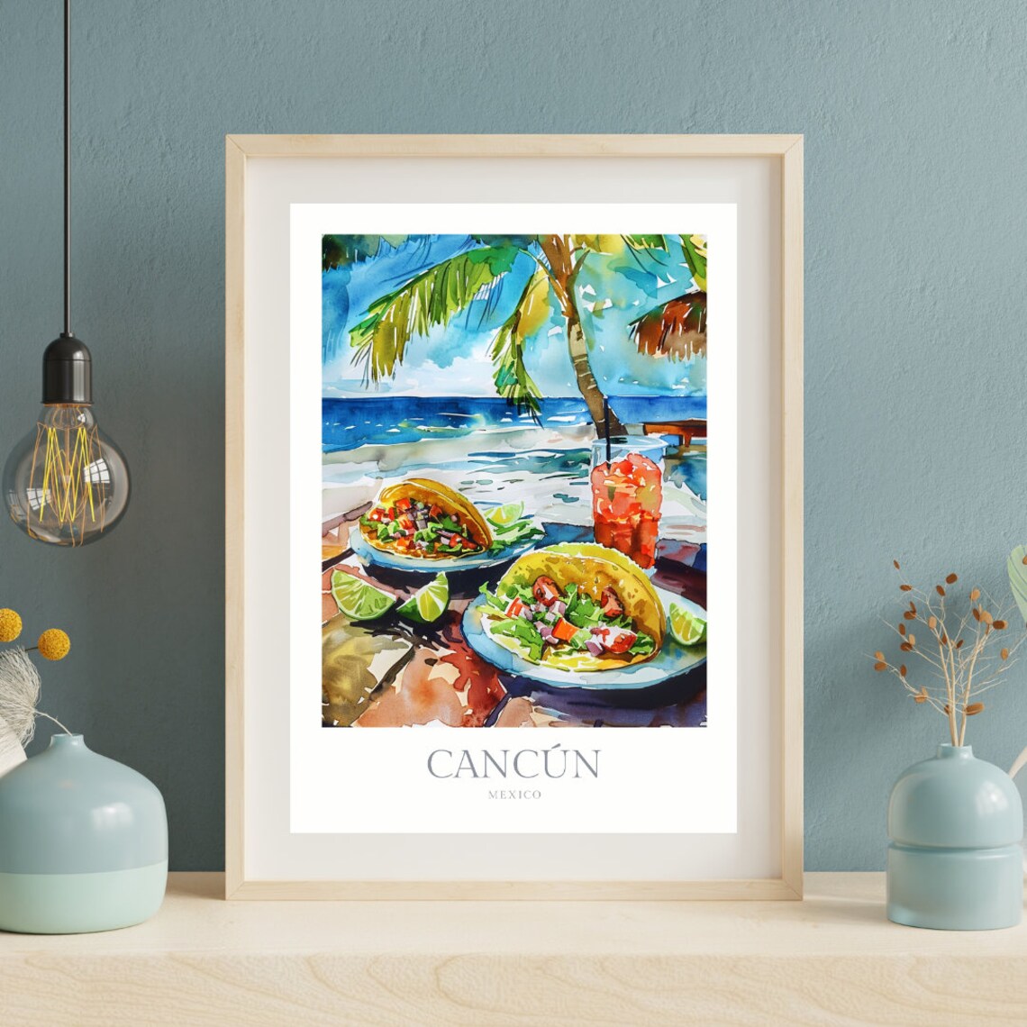 Cancun Mexico Watercolor Poster, Travel Poster - Image 2