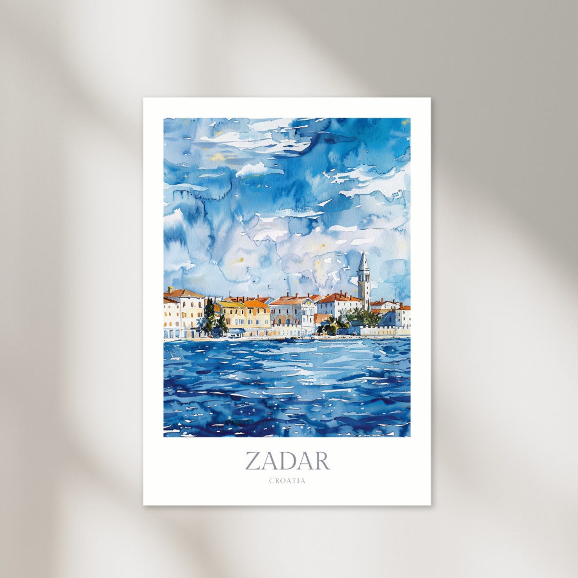 Zadar Croatia Watercolor Old Town Waterfront Adriatic Coast Poster
