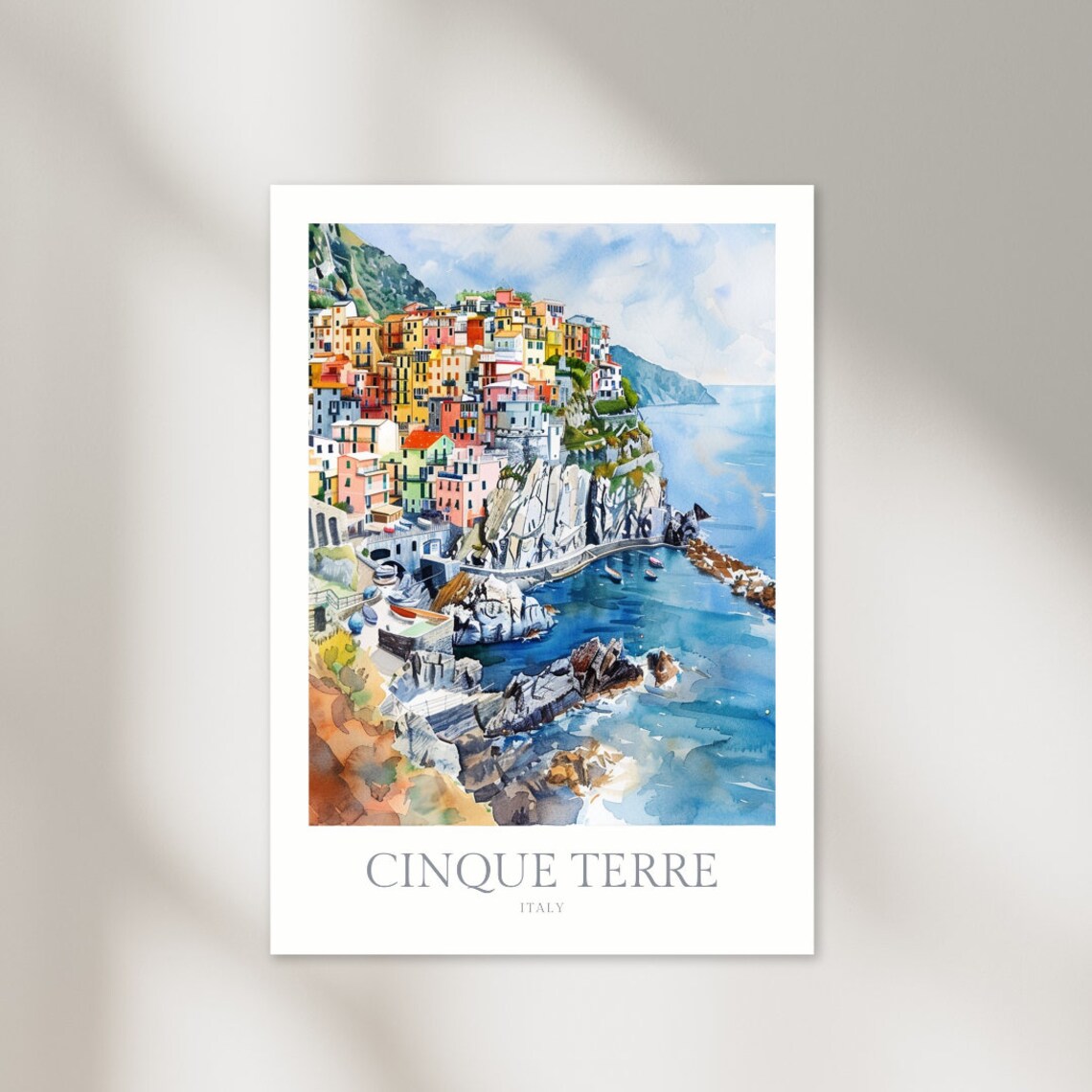 Cinque Terre Watercolor Poster, Italy Travel Poster
