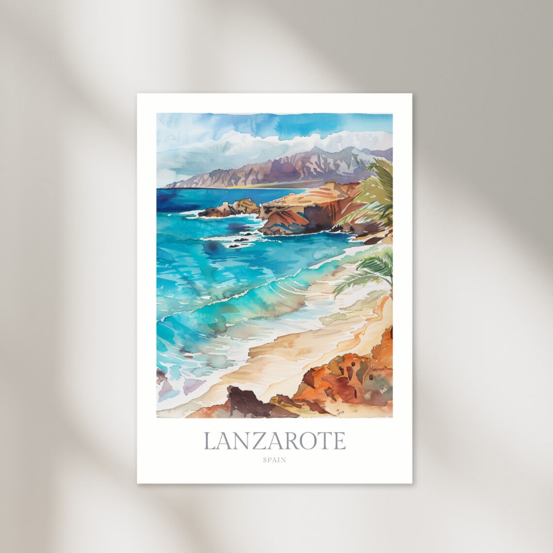 Lanzarote Spain Watercolor Travel Poster