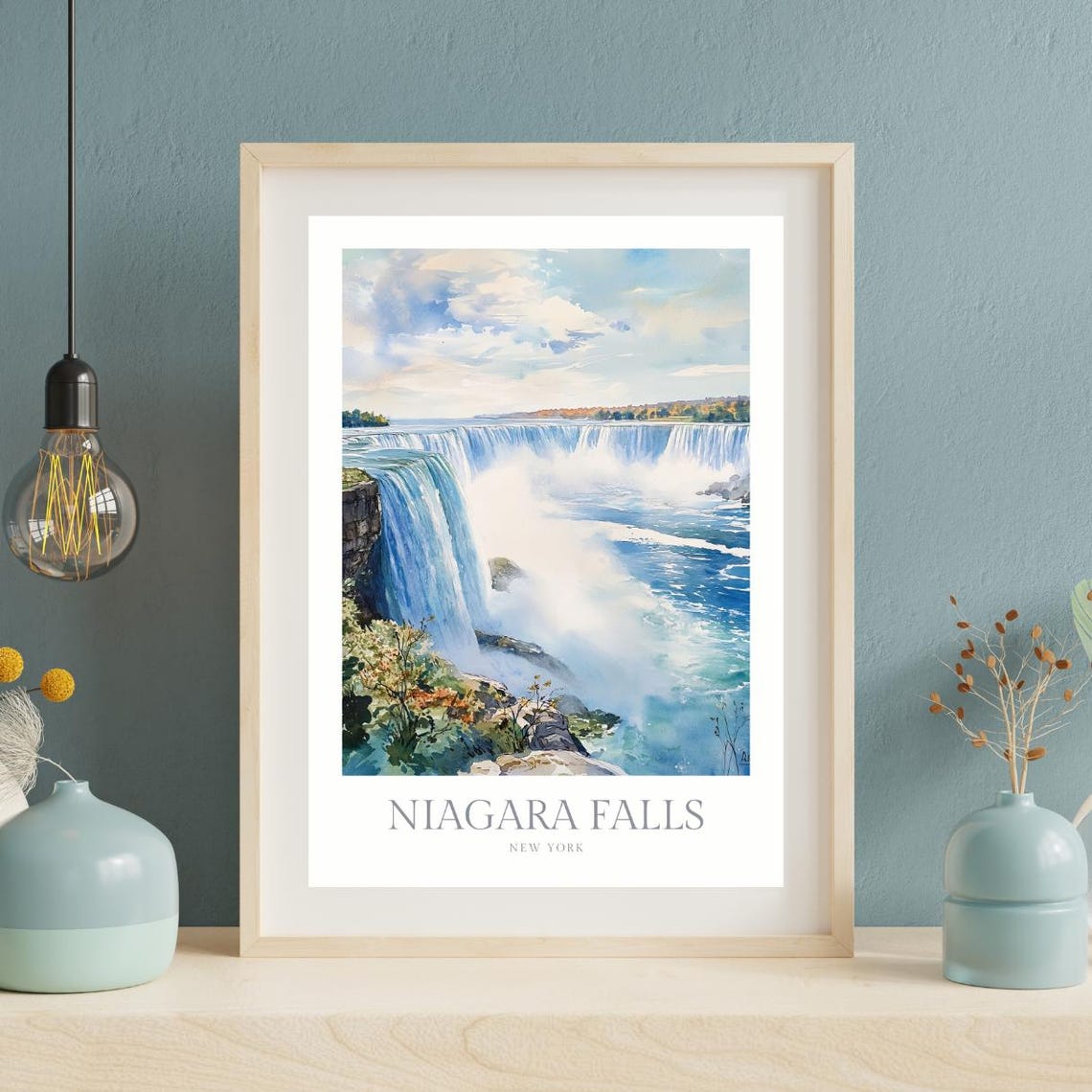 Niagara Falls New York Watercolor Falls View Nature Travel Poster - Image 2