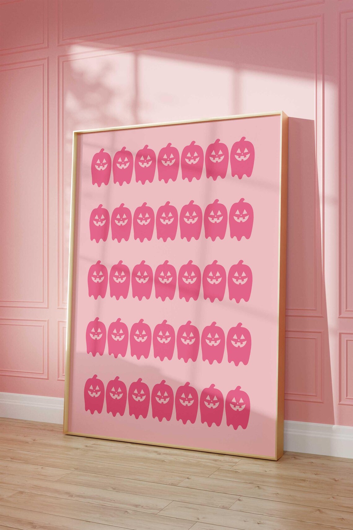 Cute Pink Jack O Lantern Pumpkins Halloween Party Wall Poster - Image 3