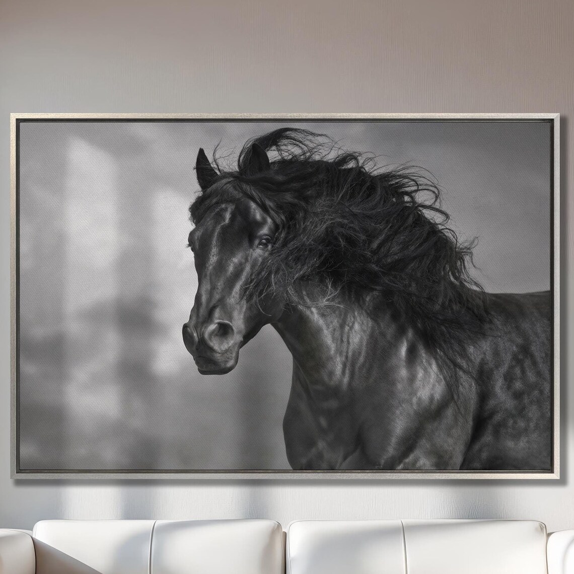 Graceful Black and White Horse Photography Art Print