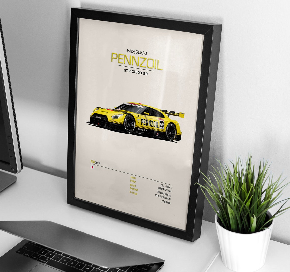 Nissan Gt R Gt500 99 Gran Turismo Car Poster Nissan Pennzoil Nismo Gt R 99 Nissan Skyline Nissan Skyline Poster Download - Image 2