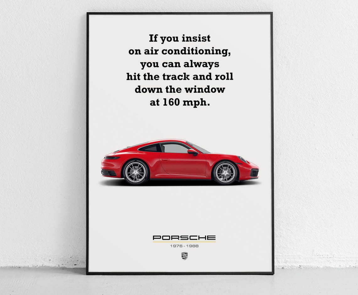 Red Porsche 911 1976-1988 Air Conditioning Track Quote Poster