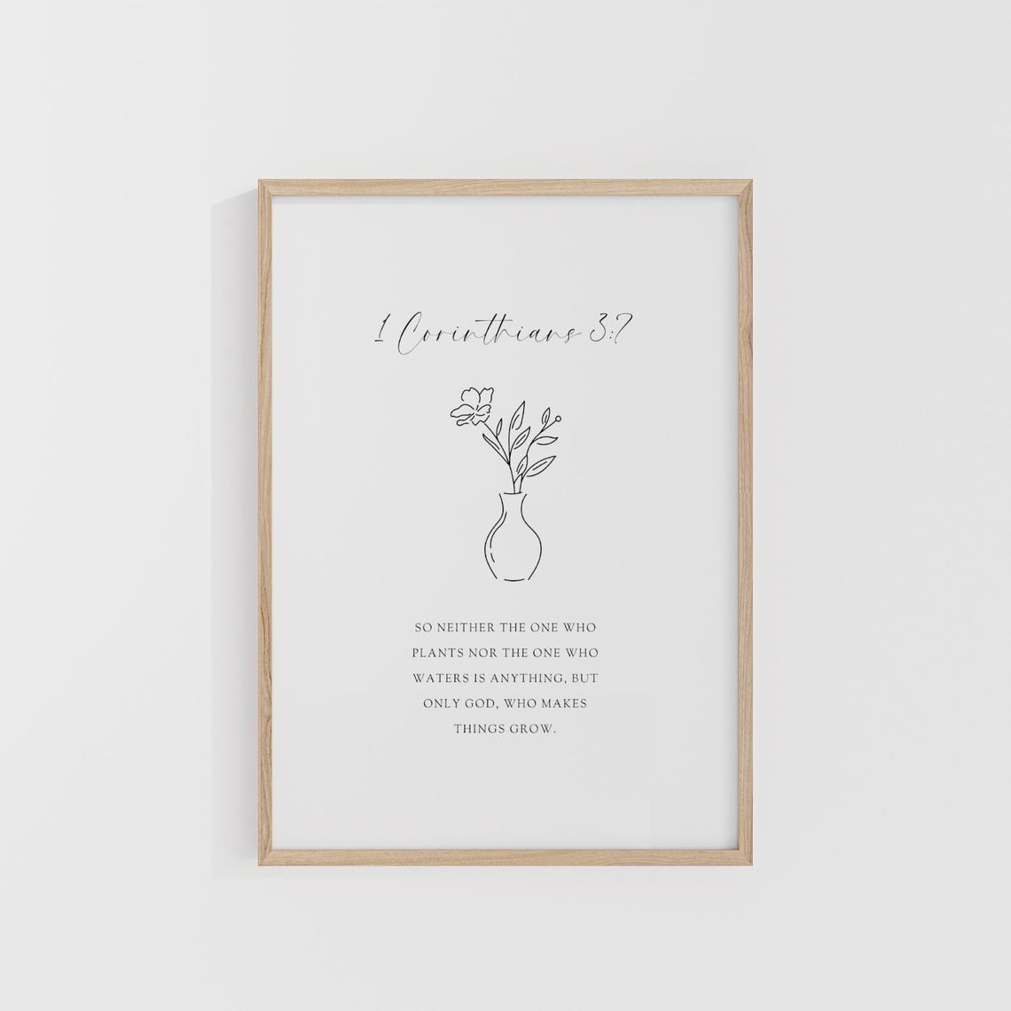 1 Corinthians 3:7 Only God Makes Things Grow Scripture Wall Poster