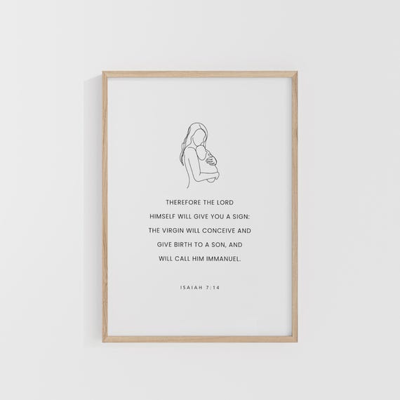 Isaiah 714 The Virgin Will Conceive And Give Birth To A Son Christian Christmas Wall Art Bible Verse