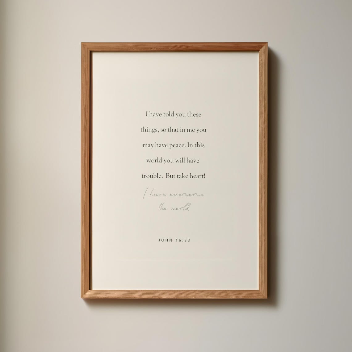 John 1633 Take Heart I Have Overcome The World Bible Verse Scripture Prints Modern Christian