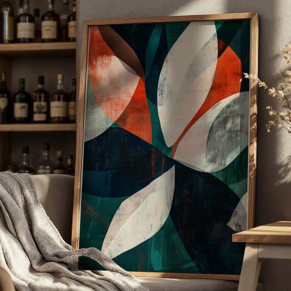 Abstract Floral Print Midcentury Modern Minimalist Wall Art