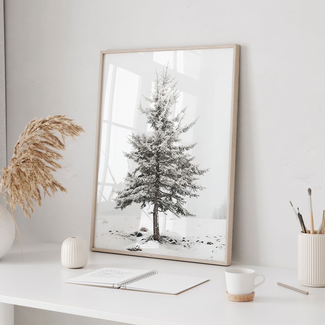 Snowy Coniferous Tree Poster, Winter Landscape - Image 3