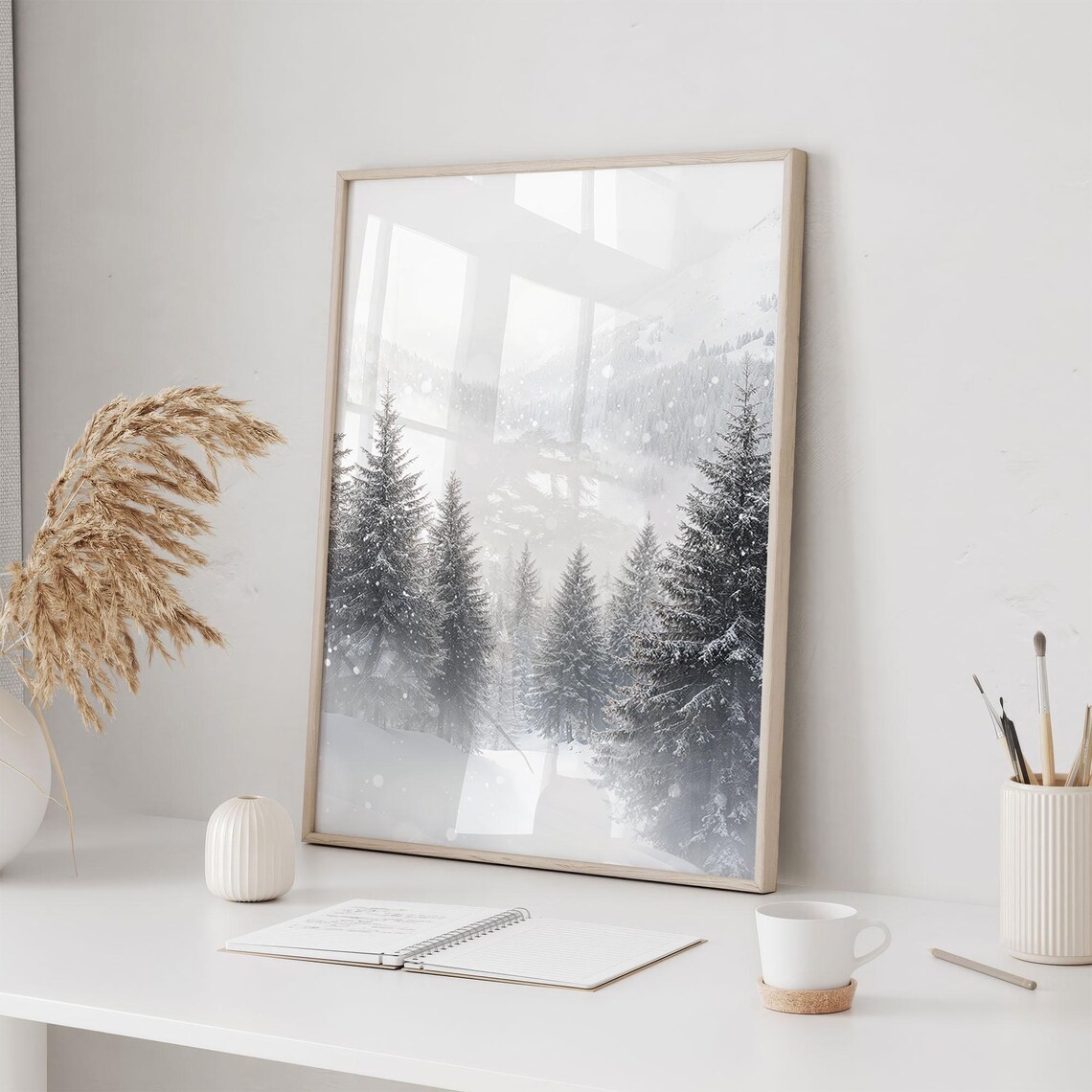 Winter Forest Poster Print, Snowy Mountain Landscape - Image 3
