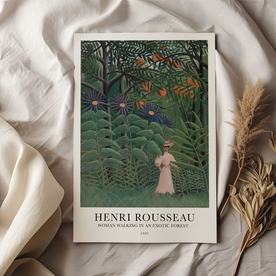 Jungle Poster With Motif By Henri Rousseau In Scandi Style Woman Walking In An Exotic Jungle
