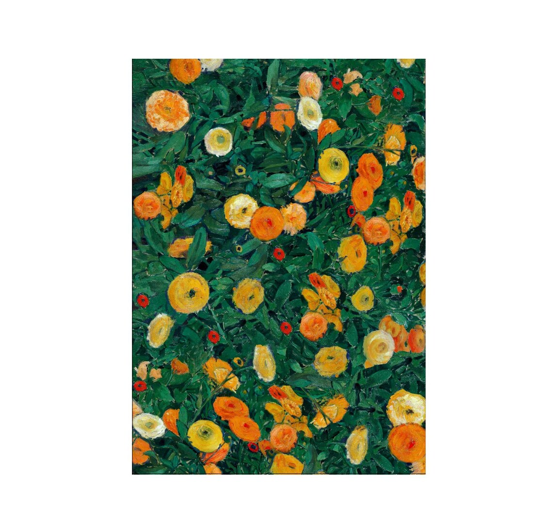 Marigold Field in Orange and Yellow Wildflower Oil Painting Poster - Image 2
