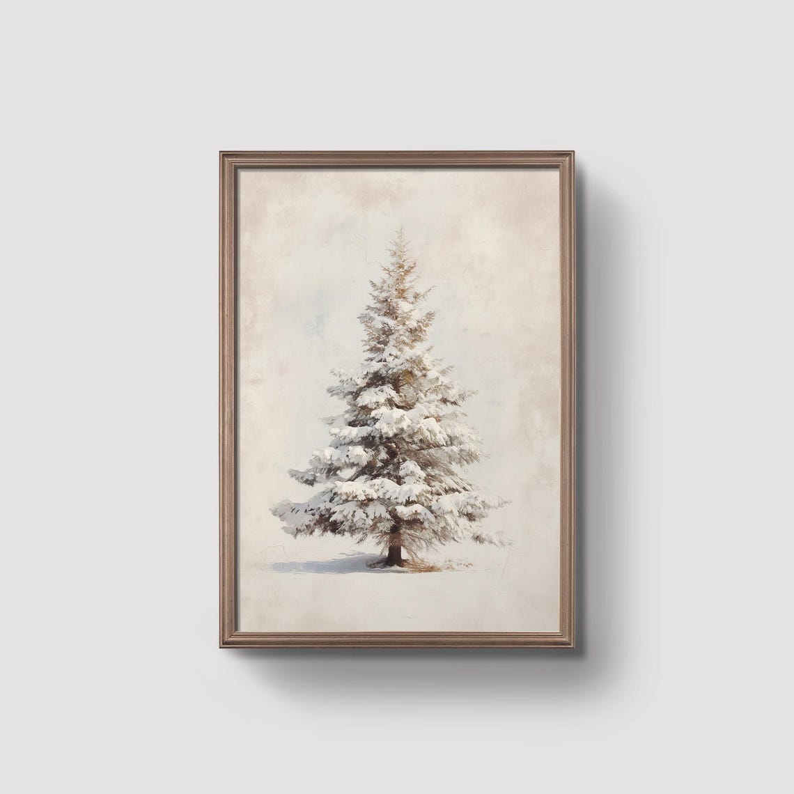 Vintage Snowy Pine Tree Wall Art Prints