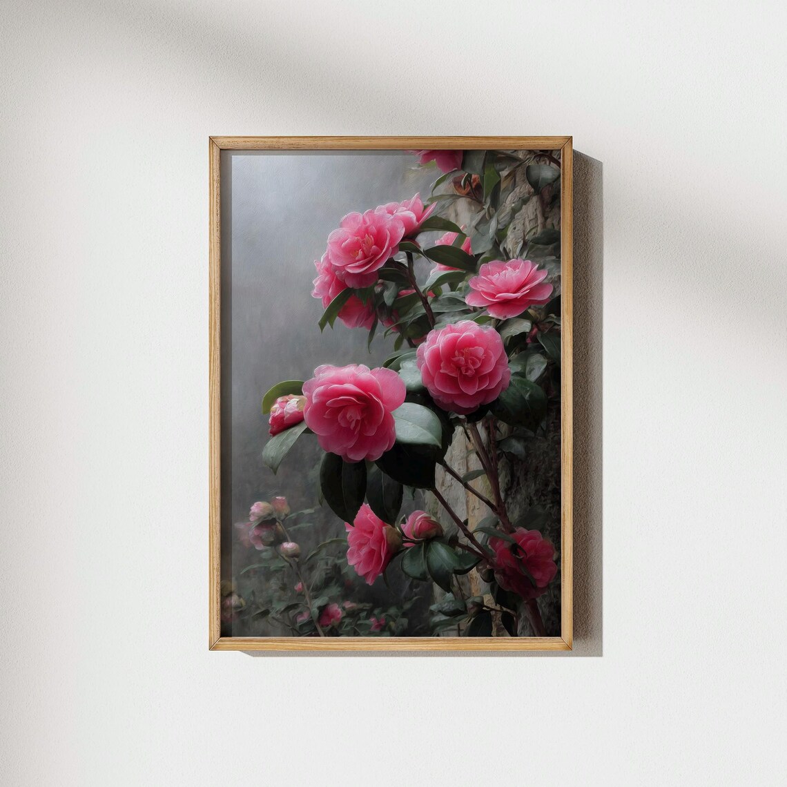 Pink Camellia Blossoms Romantic Floral Garden Botanical Poster