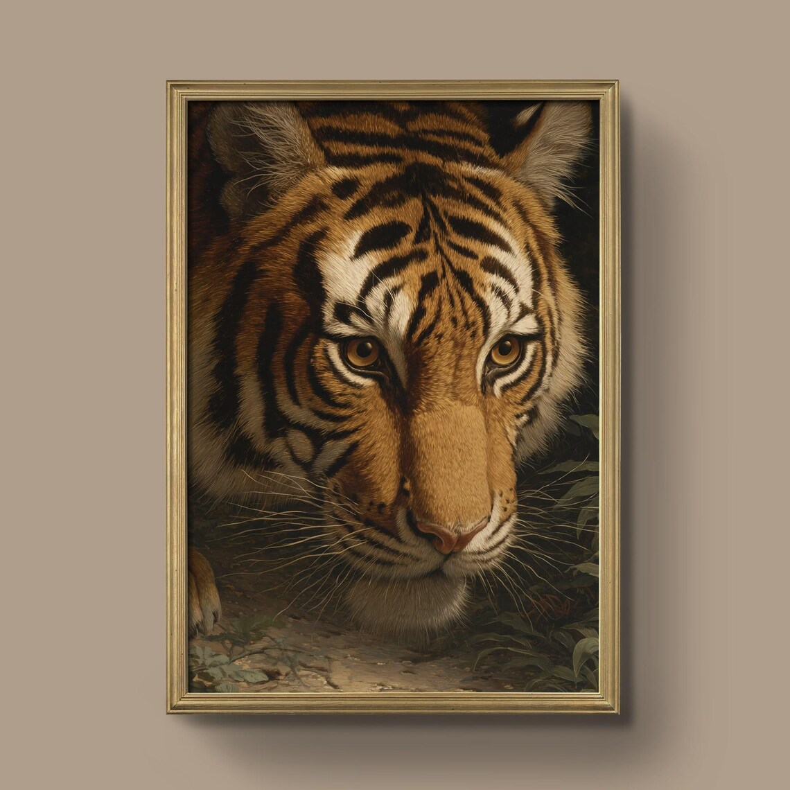 Majestic Realistic Tiger Face Portrait Big Cat Wildlife Poster