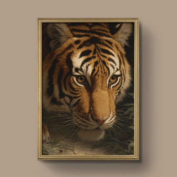 Majestic Realistic Tiger Face Portrait Big Cat Wildlife Poster
